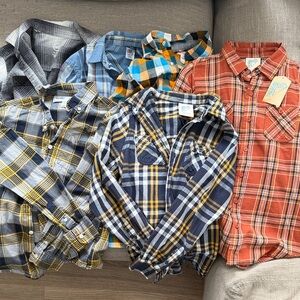 Bundle of Boys Button up/flannel Shirts (6 Sized L/XL)